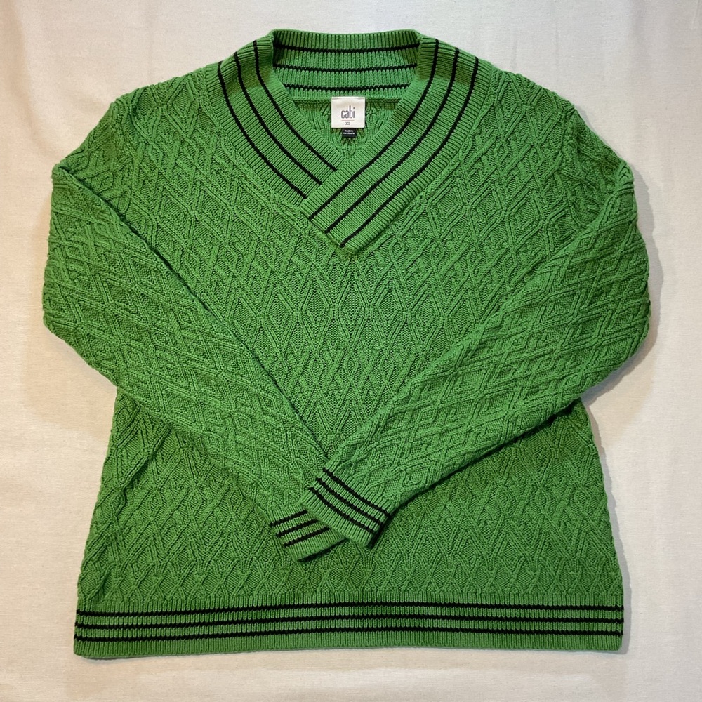 Cabi Womens Luck Day Pullover Long Sleeve Green Sweater XS Warm Casual Preppy